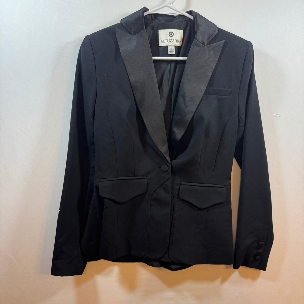 Altuzarra for Target Black Tuxedo Blazer Satin Peak Lapel Snakeskin Back Small